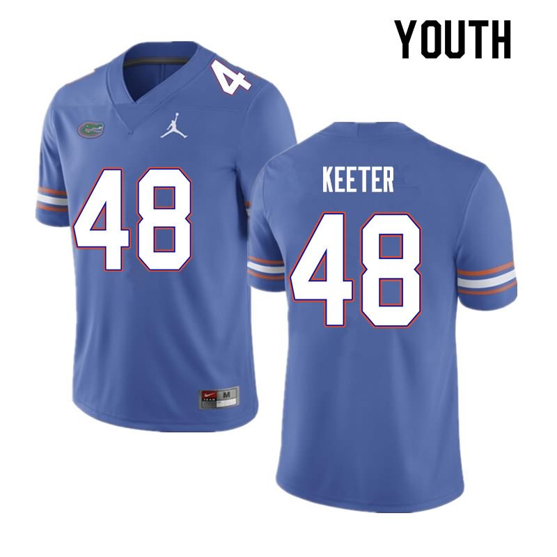 NCAA Florida Gators Noah Keeter Youth #48 Nike Blue Stitched Authentic College Football Jersey WJB1864EN